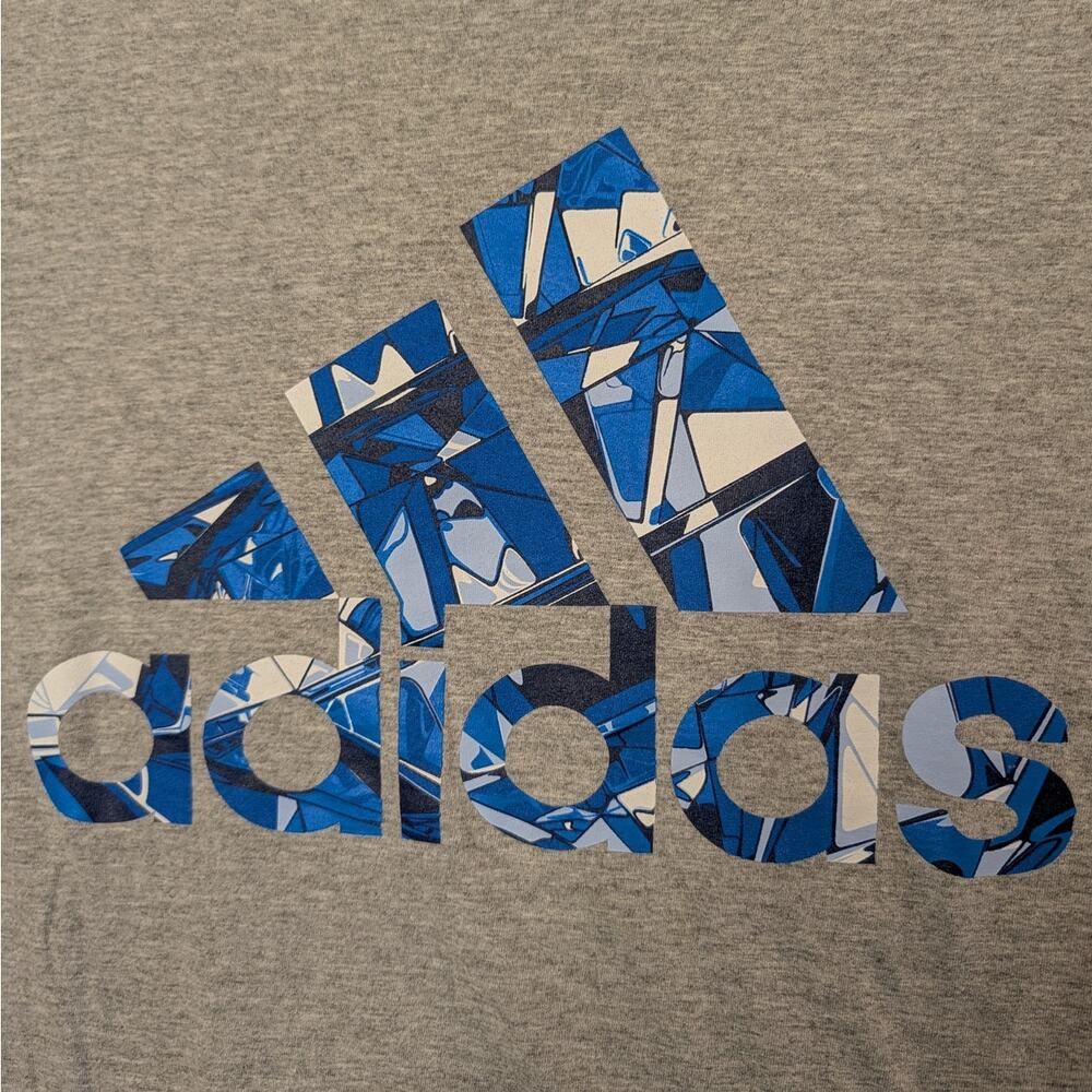 Adidas The Go To Tee Graphic T Shirt Sz M Gray Blue Abstract Sportswear Workout - Picture 2 of 7